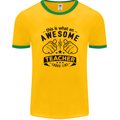 Awesome Teacher Looks Like Teaching Funny Mens Ringer T-Shirt FotL Gold/Green