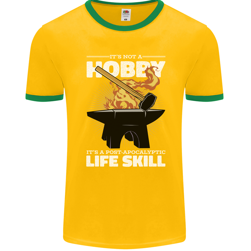 Life Post Apocalyptic Skill Blacksmith Mens Ringer T-Shirt FotL Gold/Green