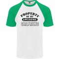 Property of My Awesome Girlfriend Funny Mens S/S Baseball T-Shirt White/Green