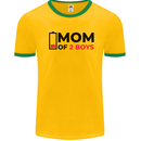 Mom of Two Boys Funny Mother's Day Mens White Ringer T-Shirt Gold/Green