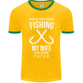 Wife Best Catch Funny Fishing Fisherman Mens Ringer T-Shirt FotL Gold/Green