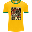 Live Fast Motorcycle Motorbike Biker Chopper Mens Ringer T-Shirt FotL Gold/Green