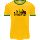 Evolution of Motorcycle Motorbike Biker Mens Ringer T-Shirt FotL Gold/Green