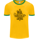 Raise Aim Shoot Funny Archery Archer Mens White Ringer T-Shirt Gold/Green