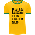 Levels of Wildness Leo Mens White Ringer T-Shirt Gold/Green