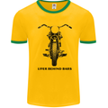 Lifer Behind Bars Motorcycle Motorbike Mens White Ringer T-Shirt Gold/Green