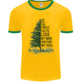 Into the Forest Outdoors Trekking Hiking Mens White Ringer T-Shirt Gold/Green