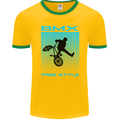 BMX Freestyle Cycling Bicycle Bike Mens Ringer T-Shirt FotL Gold/Green