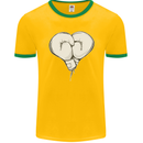 Skull Skeleton Boxing MMA Muay Thai Boxer Mens Ringer T-Shirt FotL Gold/Green