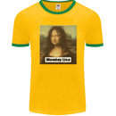 Mona Lisa Parody Monday Lisa Mens Ringer T-Shirt FotL Gold/Green