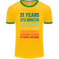 31st Birthday 31 Year Old Mens Ringer T-Shirt FotL Gold/Green