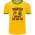 Weekend Forecast Rugby Funny Beer Alcohol Mens Ringer T-Shirt FotL Gold/Green