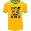 Weekend Forecast Rugby Funny Beer Alcohol Mens Ringer T-Shirt FotL Gold/Green