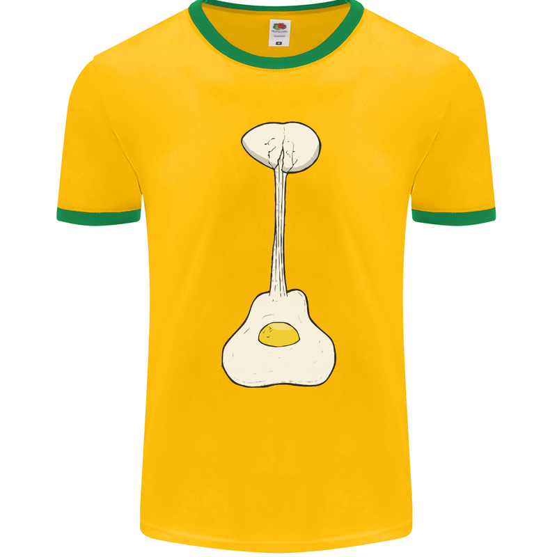 Funny Egg Guitar Acoustic Electric Bass Mens Ringer T-Shirt FotL Gold/Green