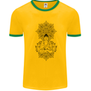 Buddha Mandala Art Mens Ringer T-Shirt Gold/Green