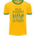 Easily Distracted by Plants Botanist Funny Mens White Ringer T-Shirt Gold/Green