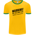 Warning Will Talk About Cars Mens Ringer T-Shirt Gold/Green