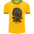 Crying Blood Skull Mens White Ringer T-Shirt Gold/Green