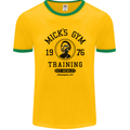 Micks Gym Training Boxing Boxer Box Mens Ringer T-Shirt FotL Gold/Green