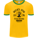 Micks Gym Training Boxing Boxer Box Mens Ringer T-Shirt FotL Gold/Green