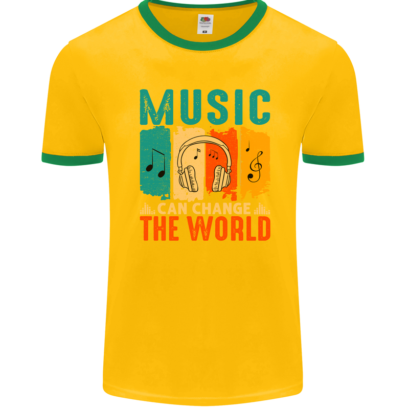 Music Can Change the World Mens Ringer T-Shirt FotL Gold/Green