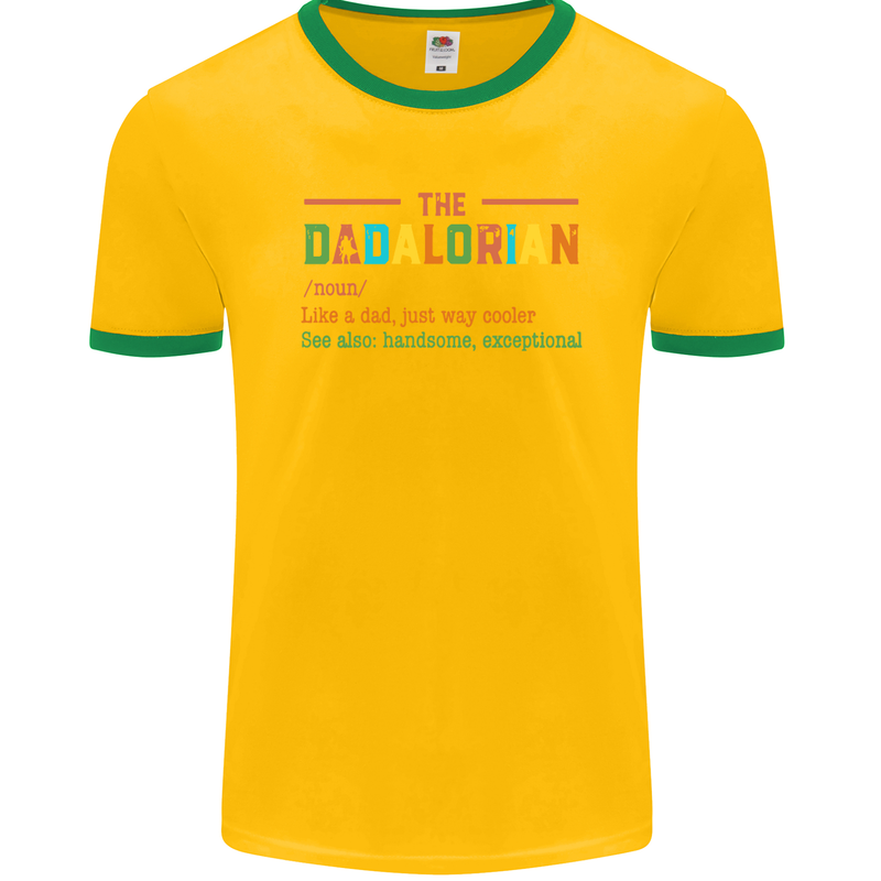 Dadalorian Funny Fathers Day Dad Daddy Mens Ringer T-Shirt FotL Gold/Green