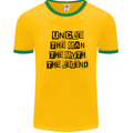 Uncle the Man the Myth the Legend Mens White Ringer T-Shirt Gold/Green