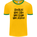 Uncle the Man the Myth the Legend Mens White Ringer T-Shirt Gold/Green