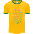 Dandelion Butterfly Plant Gardening Mens White Ringer T-Shirt Gold/Green