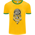 Bring the Nightmare Tribal Owl Skull Gothic Mens Ringer T-Shirt FotL Gold/Green