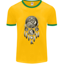 Bring the Nightmare Tribal Owl Skull Gothic Mens Ringer T-Shirt FotL Gold/Green