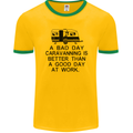 A Bad Day Caravanning Caravan Funny Mens Ringer T-Shirt FotL Gold/Green