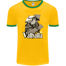 To Valhalla Viking Warrior Odin Mens Ringer T-Shirt FotL Gold/Green