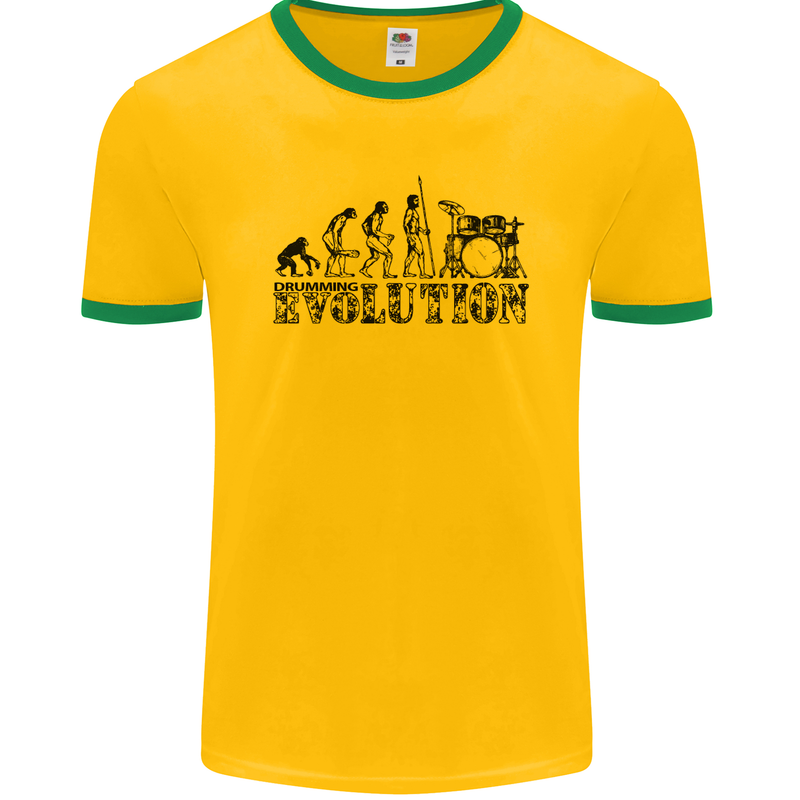 Evolution of Drums Mens Ringer T-Shirt FotL Gold/Green