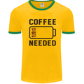 Coffee Needed Funny Addict Mens White Ringer T-Shirt Gold/Green