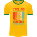 Cycling Funny Beer Cyclist Bicycle MTB Bike Mens Ringer T-Shirt FotL Gold/Green