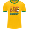 Panda Bear LGBT It's Okay to Be Different Mens White Ringer T-Shirt Gold/Green