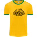 Shih Tzu Drawing Dogs Mens Ringer T-Shirt Gold/Green