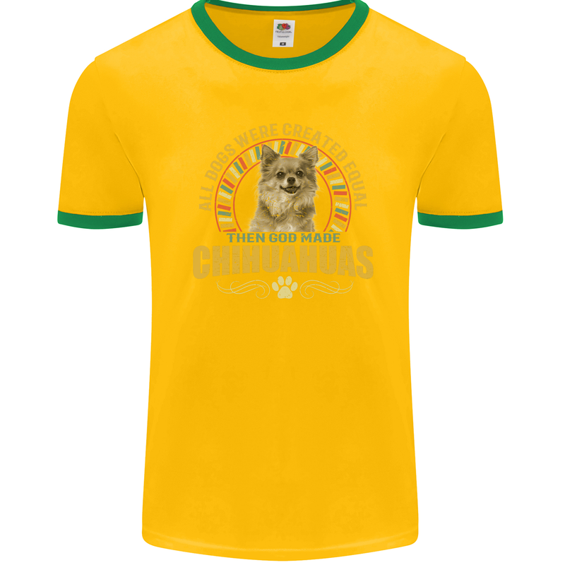 A Chihuahua Dog Mens Ringer T-Shirt FotL Gold/Green