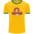 Red Moon Lake Universe Cosmos Space Mens Ringer T-Shirt FotL Gold/Green