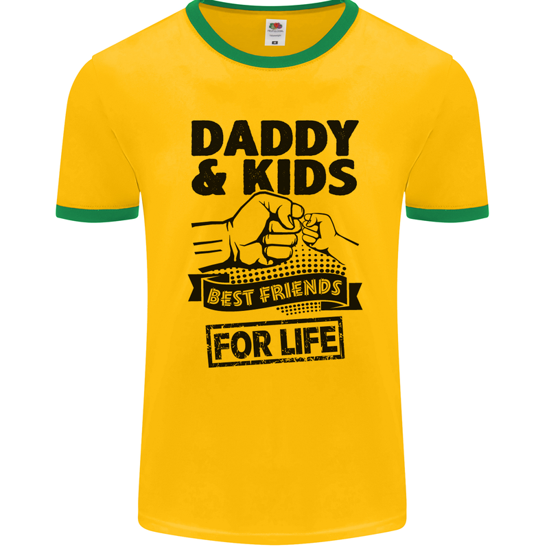 Daddy & Kids Best Friends Father's Day Mens Ringer T-Shirt FotL Gold/Green