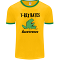 T-Rex Hates Backstroke Funny Swimming Swim Mens Ringer T-Shirt FotL Gold/Green