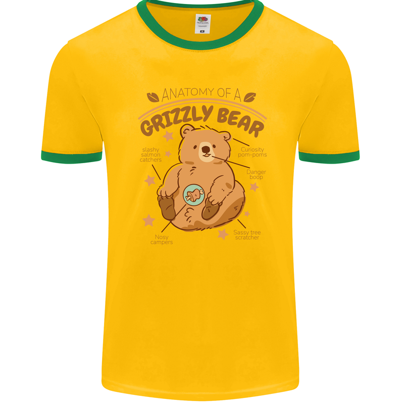 Anatomy of a Grizzly Bear Mens Ringer T-Shirt FotL Gold/Green