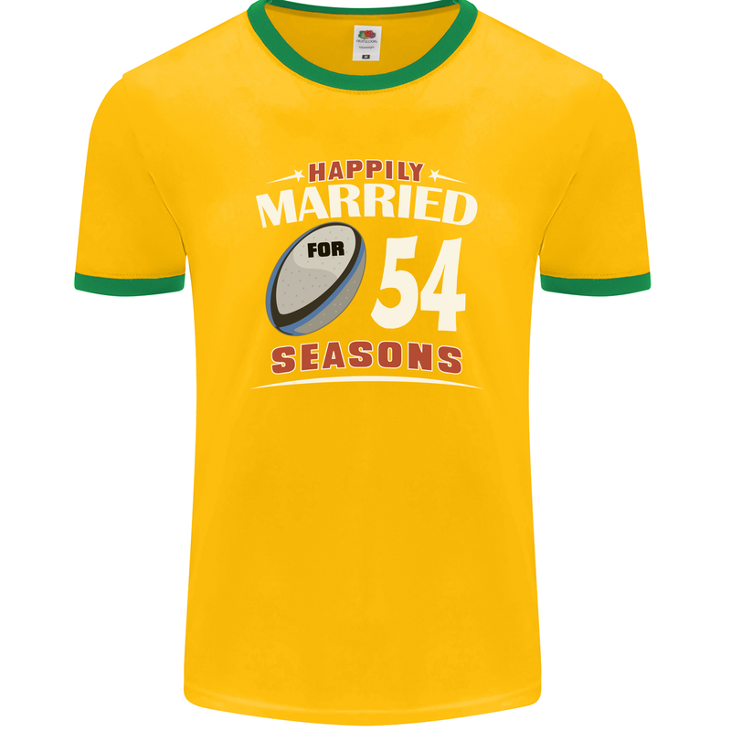 54 Year Wedding Anniversary 54th Rugby Mens Ringer T-Shirt FotL Gold/Green