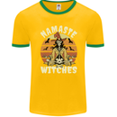 Namaste Witches Funny Halloween Mens Ringer T-Shirt FotL Gold/Green