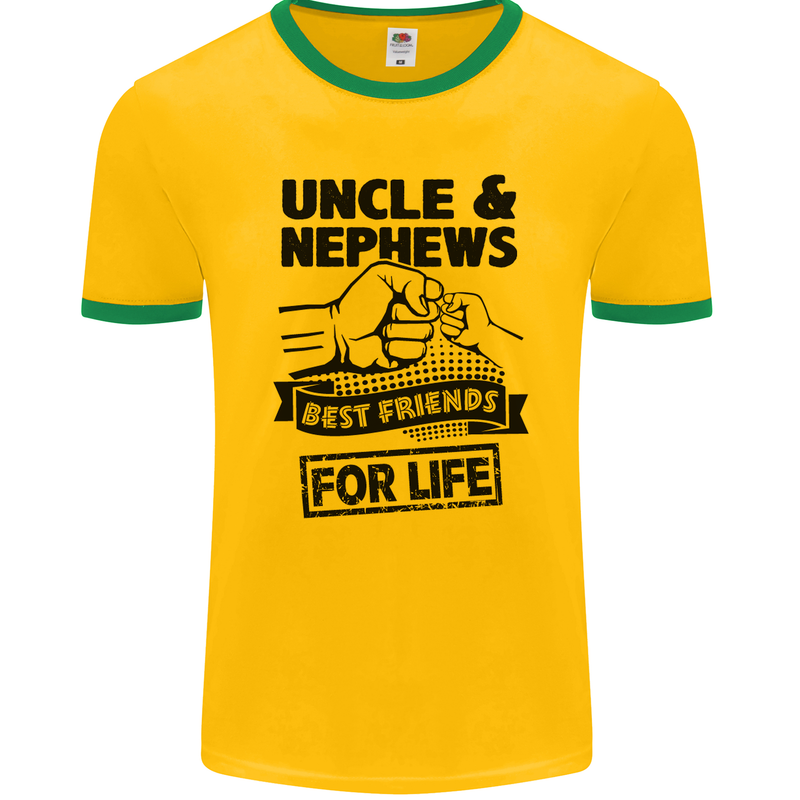 Uncle & Nephews Best Friends Day Funny Mens Ringer T-Shirt FotL Gold/Green