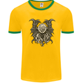 Cthulhu Entity Kraken Mens White Ringer T-Shirt Gold/Green