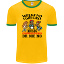 Music Weekend Forecast Alcohol Beer Mens Ringer T-Shirt FotL Gold/Green
