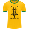 Lifer Behind Bars Motorcycle Motorbike Mens Ringer T-Shirt FotL Gold/Green