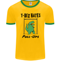 T-Rex Hates Pull Ups Funny Gym Dinosaurs Mens Ringer T-Shirt FotL Gold/Green